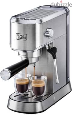 Black & Decker Espresso Coffee Machine, Silver - ECM150-B5