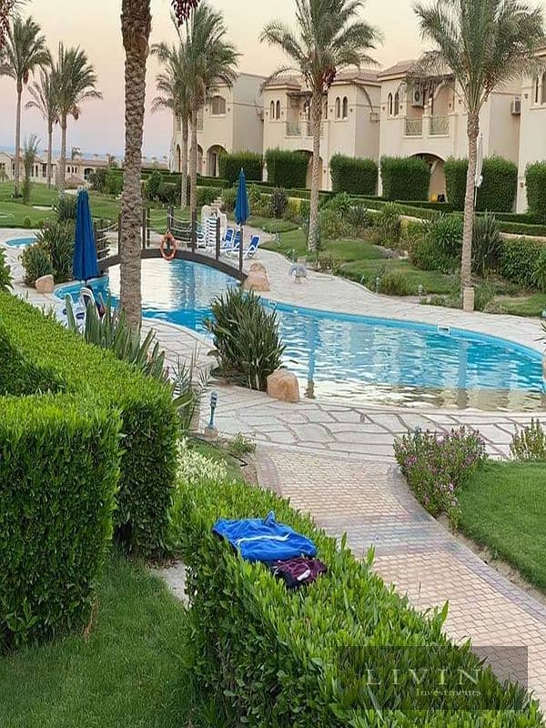 huge discount on cash, a chalet for sale 3BR + garden immediate receipt, fully finished, in La Vista Gardens, Ain Sokhna, sea view, in installments. 7