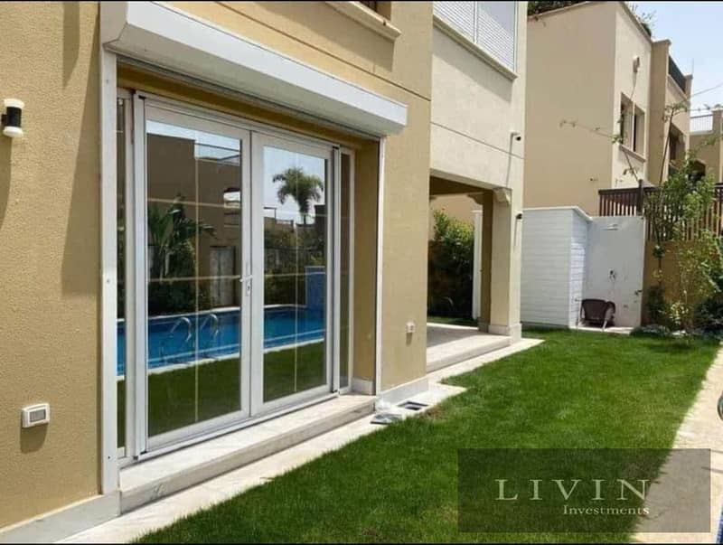 liveable compound - Old Prices - Townhouse villa for sale in sarai new cairo compound, (5bedrooms master) lagoons view , 8 years installments 7