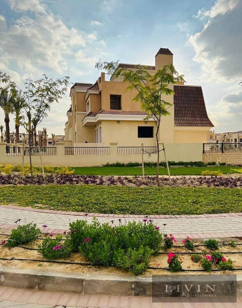 S Villa in Sarai Compound, a complete compound with services, area 239 m long, in the heart of New Cairo, next to Madinaty, 6