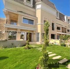 Villa for sale G+2 with a garden and a roof, large area, 5 rooms, lagoon view, in Mostakbal City, in front of Madinaty, on the Suez Road the butterfly