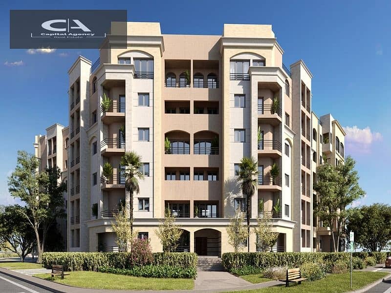 apartment for sale in the capital, in Al-Maqsad Compound, next to the Green River and in front of the iconic tower Only 5% down payment Prime 8