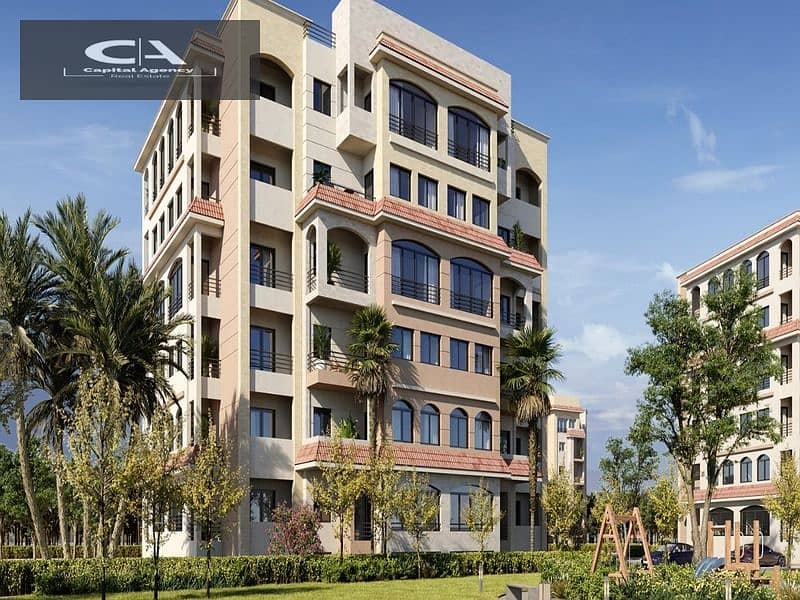 apartment for sale in the capital, in Al-Maqsad Compound, next to the Green River and in front of the iconic tower Only 5% down payment Prime 9