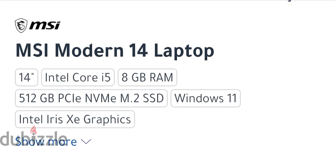 لاب توب MSI modern 14 كسر زيرو لسة معاه ضمان سنة ونص لم يستخدم 0