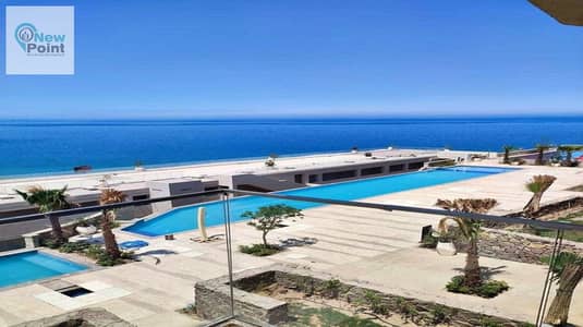 Own a fully finished ultra super deluxe chalet for sale in the most luxurious resorts of Ain Sokhna in Il Monte Galala Village, directly on the sea