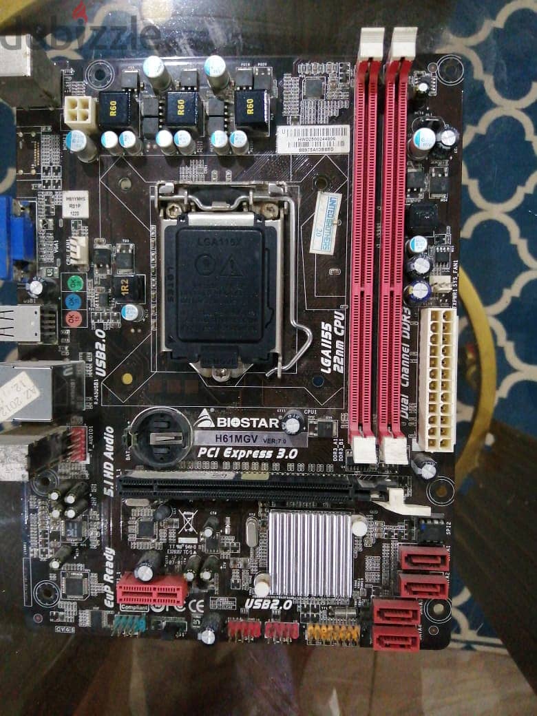 biostar H61 ddr3+pentium G2020 2.90 GHZ +فانة بوروسيسور نحاس 2