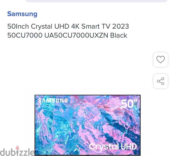 50Inch Crystal UHD 4K 2023 50CU7000 Black 0