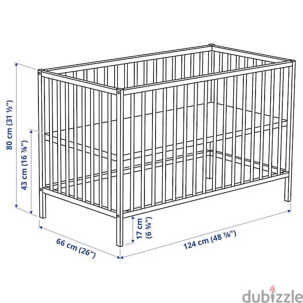 سرير اطفال من  كامل بمشتملاته - سرير + مرتبة + جوانب حمايه + كفر مرتبة 2