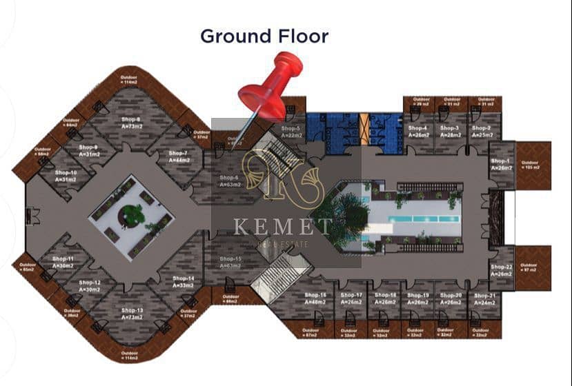 COMMERCIAL GROUND F,B FOR SALE 35 SQ M RENTED YEARLY 2 MILLION L E FOR 20 YEARS VERY HIGH REVENUE  R3 NEW CAPITAL 0