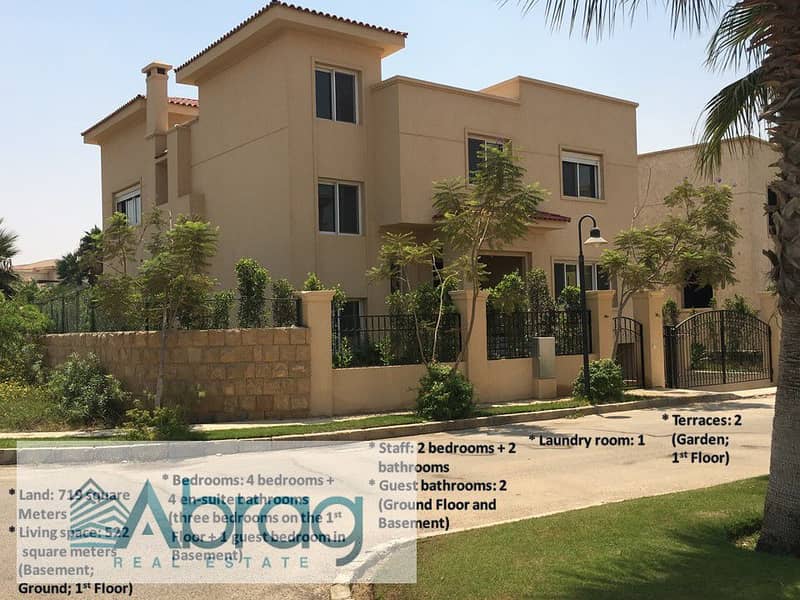 Corner villa for rent with air conditioners, kitchen, and modern furnishings, with a swimming pool, in El Guezira Compound, Sheikh Zayed 9