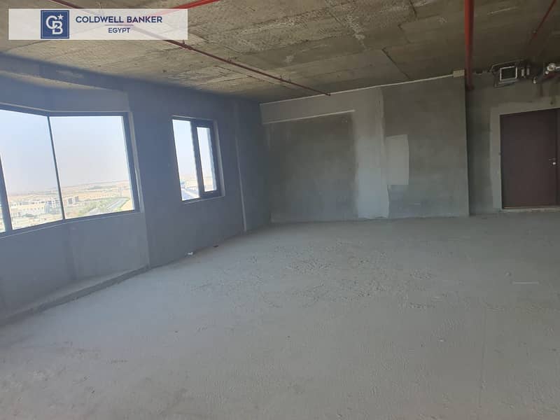 Ready to move Semi Finished Office space with terrace For RENT  in a prime location in El Sheikh Zayed 3