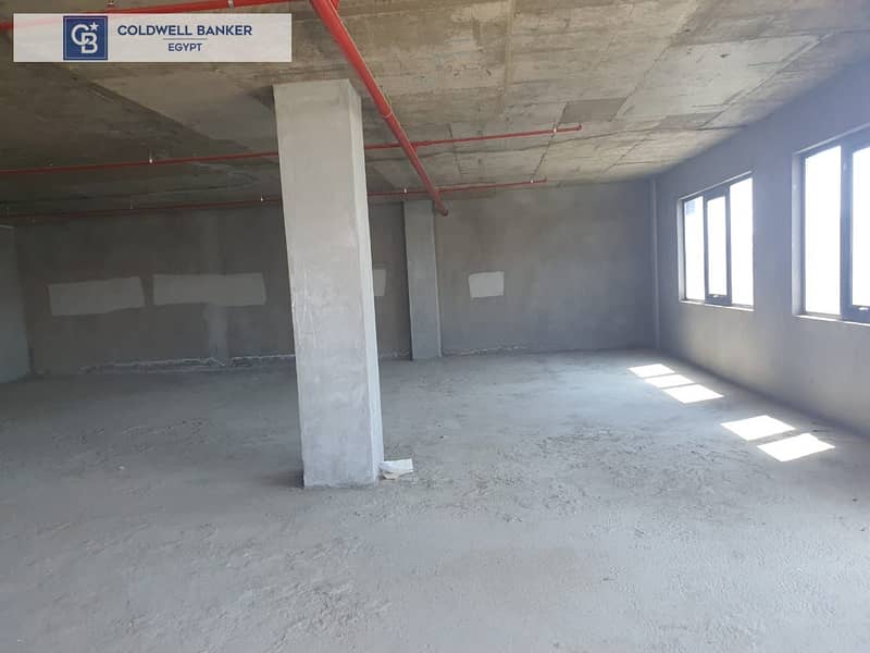 Ready to move Semi Finished Office space with terrace For RENT  in a prime location in El Sheikh Zayed 5