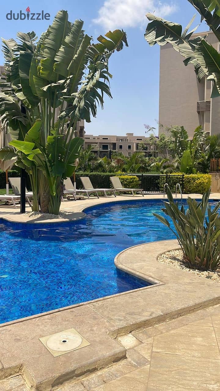 For the speed of sale apartment in a garden, immediate receipt, fully finished, with air conditioners and kitchen in October 5