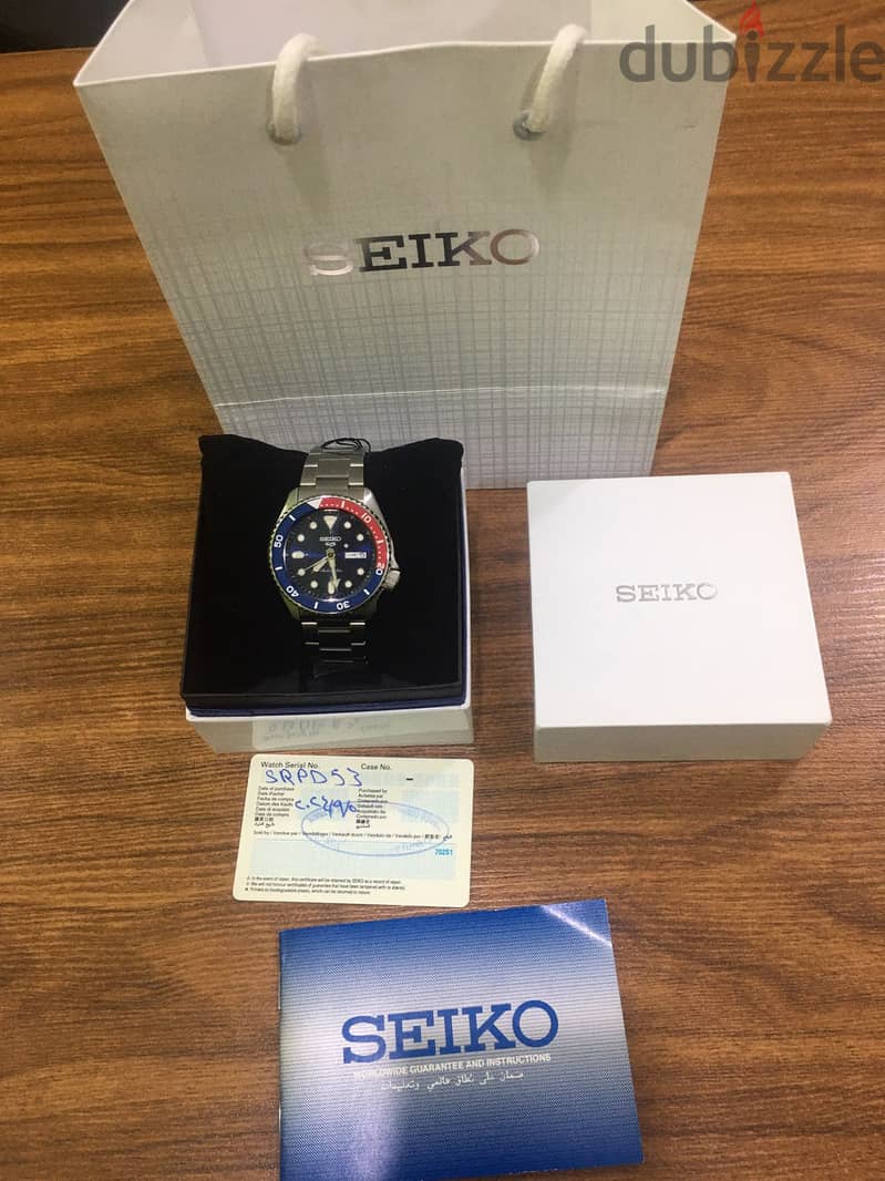 ساعة سيكو بيبسي أوتوماتيك جديدة أصلية لم تستعمل Seiko SRPD53k1 1