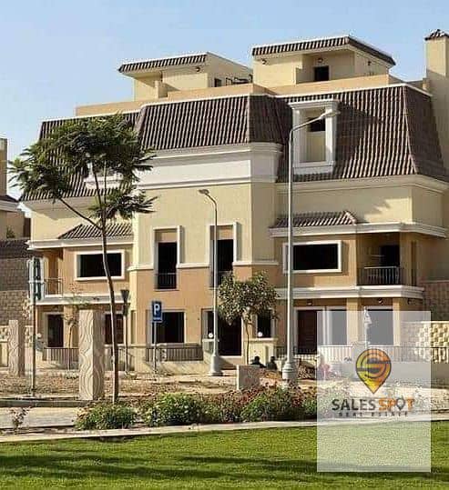 Townhouse villa in Sarai Compound for sale with garden and private roof next to Madinaty and El Shorouk City with 10% down payment 0