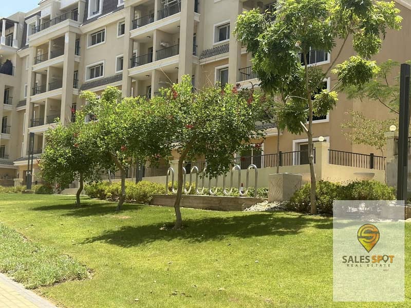 105 sqm apartment + private garden for sale in Sarai Compound, next to Madinaty and in front of Al Shorouk 3