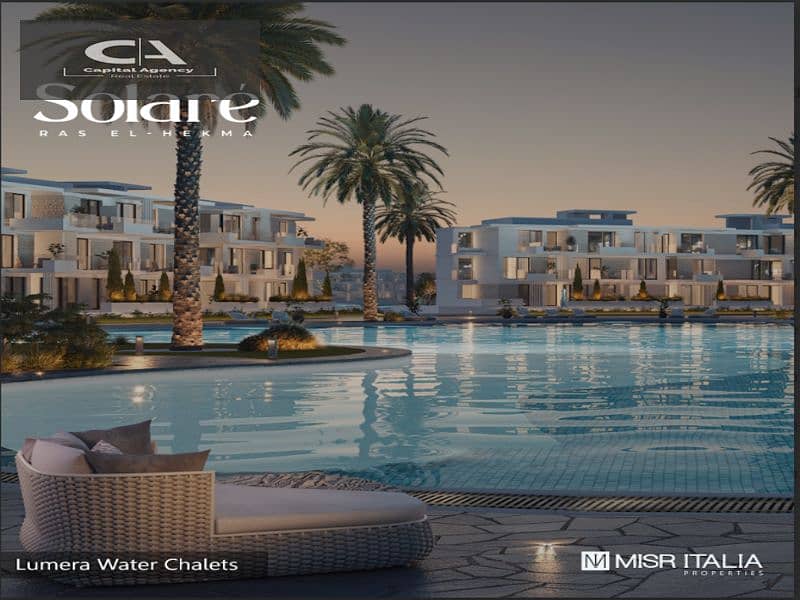 With only 5% down payment, a chalet for sale directly on the lagoon Fully finished, Super Luxe, in Solare Ras El Hekma 1