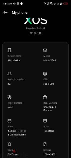 Infinix X663 6 ram 128 storage