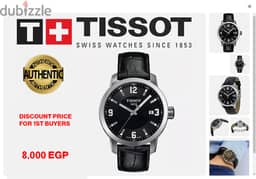 TISSOT Black Men's Watch ساعة تيسوت سويسرية الصنع