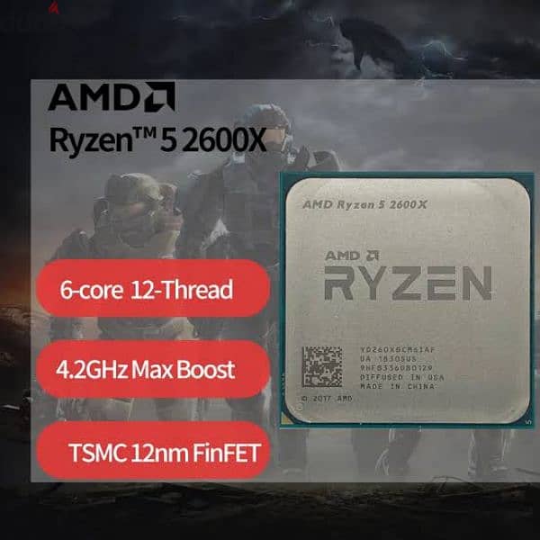 Ryzen 5 2600x بالكولر وعلبته 3