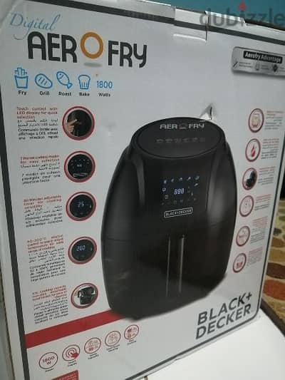 Aer Fry-Black+Decker 1800W. Touch Display