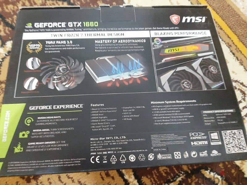 vga msi gtx 1660 6gb gaming x فيجا كارت شاسة بالعلبة والمرففات 9