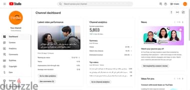 قناة يوتيوب 5800 مشترك مفعلة الدخل youtube