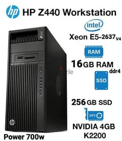 HP Z440 Workstation - Intel Xeon E5-2637 v4, 16G RAM, 256G SSD, 4G GPU