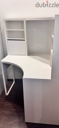 white studying desk with storage