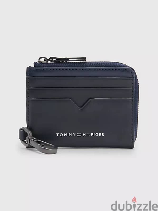 Tommy Hilfiger leather card holder with zipper 0