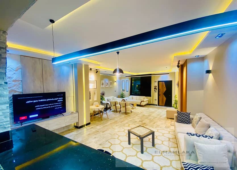 For sale: an opportunity apartment in Sheikh Zayed, next to Beverly Hills and the Al Ahly Club. It's a raised ground floor with a private entrance 0