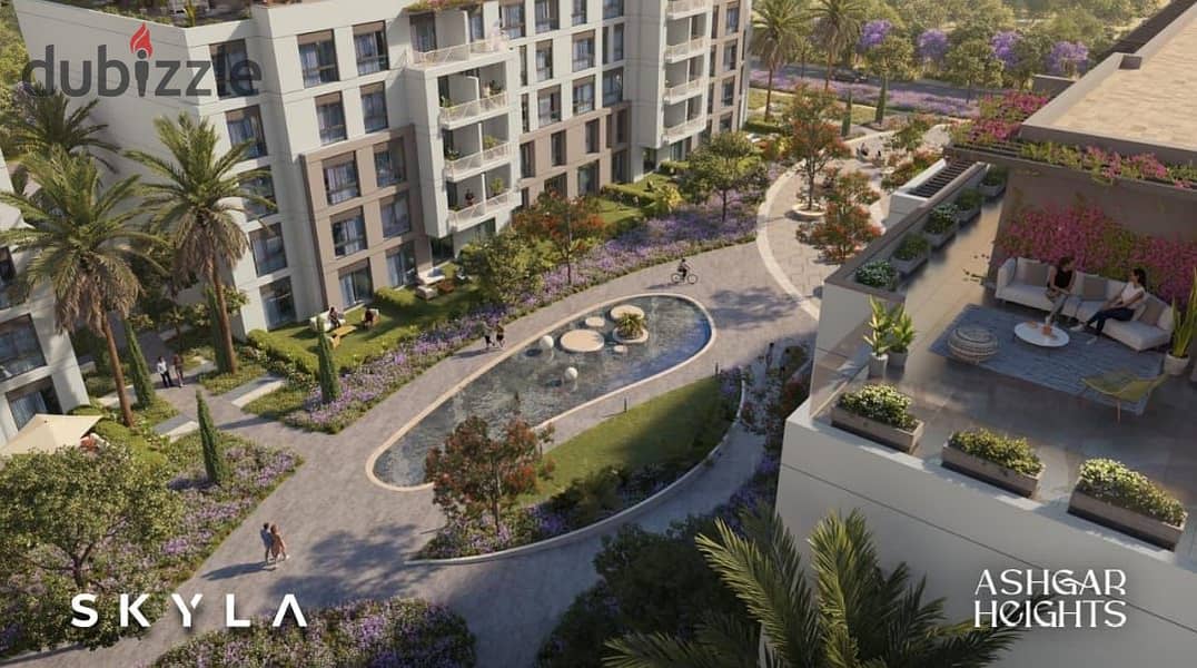 Apartment with a garden for sale with a distinctive view, in installments without interest, with a down payment of 344 thousand, the fastest delivery 6