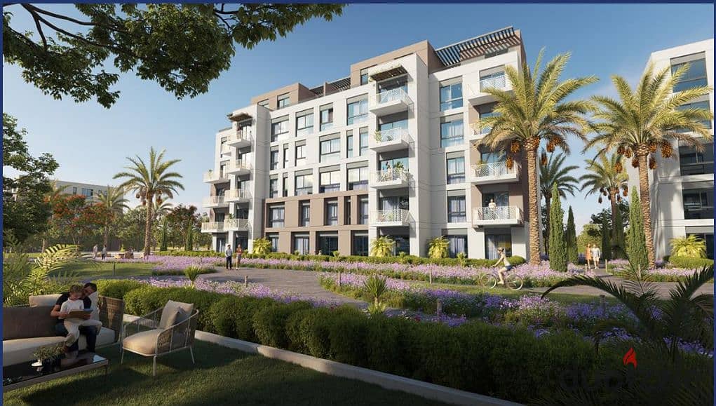 Apartment with a garden for sale with a distinctive view, in installments without interest, with a down payment of 344 thousand, the fastest delivery 12