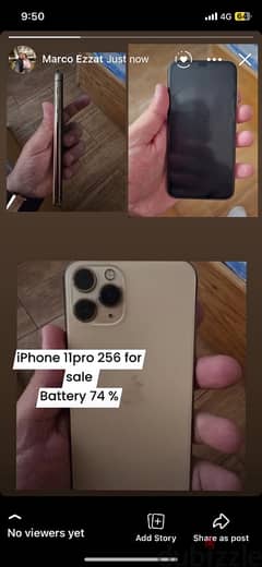 iPhone 11pro 256 battery 74%