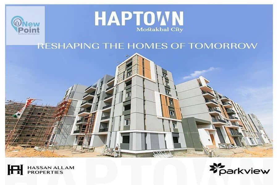 Own a 3-bedroom apartment in a garden in the heart of the future with Hassan Allam in Haptown Compound 10