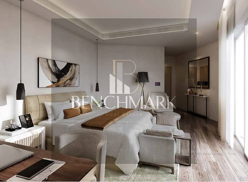 Hotel apartment for sale 186m 20th floor in Zed Towers Fifth Settlement fully finished with kitchen and ACs next to American University in installment 7