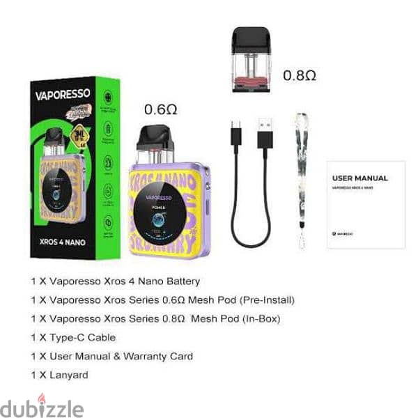 VAPORESSO XROS 4 NANO vape فابوريسو اكس روس 4 نانو فيب جديد متبرشم 4