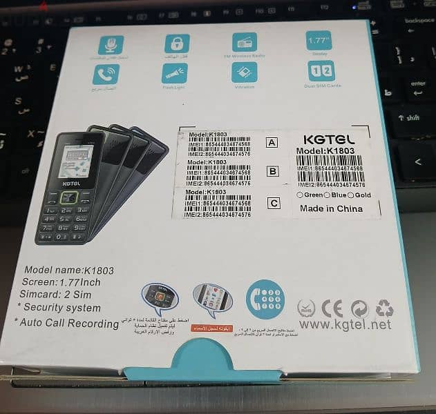 موبايل KGTEL  K1803  زراير بعلبته والضمان استعمال شهر 10