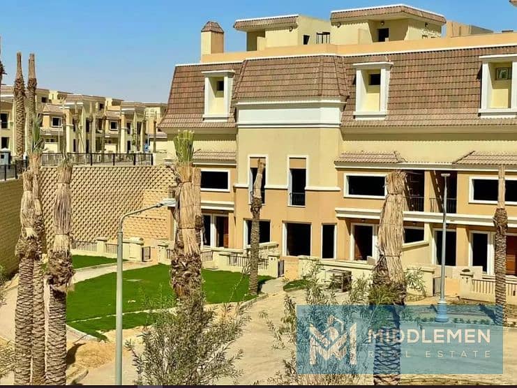 s villa 295 m with garden 80m  prime location , sarai compound new cairo 3