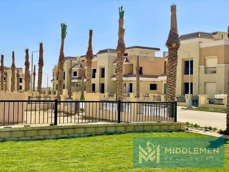 s villa 295 m with garden 80m  prime location , sarai compound new cairo 7