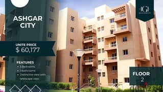 Apartment for sale in Ashgar City, second floor, 100 m, 3 rooms - 1 bathroom - semi-finished. You can pay in installments with the lowest interest in