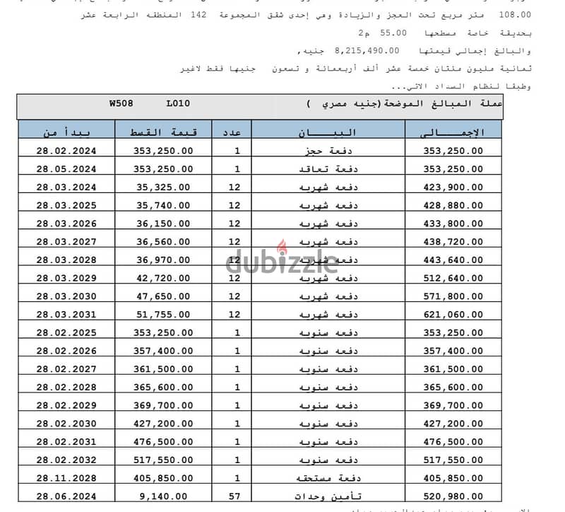 لعشاق الأرضي بجاردن  امتلك شقة 108متر بحديقة خاصة 55م ( b14 ) بمدينتي 1