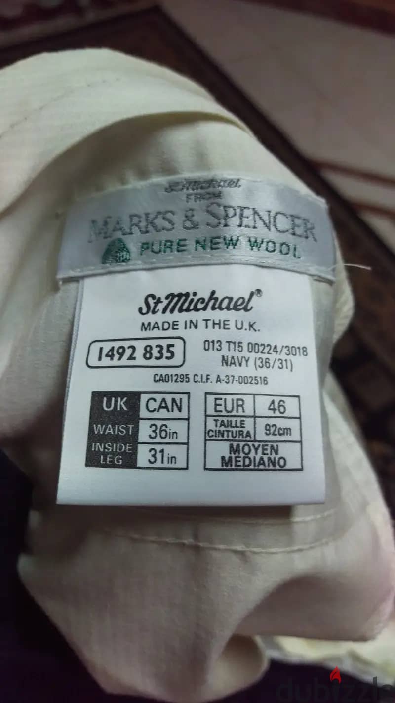 بدله Marks Spencer صوف 100% صناعه انجليزي كالجديده  بنطلون 36  جاكيت 1