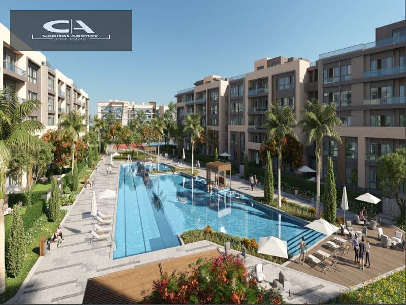 Ready to move own your apartment with a  roof, 4/3 finishing, in Azad Compound in the heart of Fifth Settlement A distinctive view of the lagoon 9