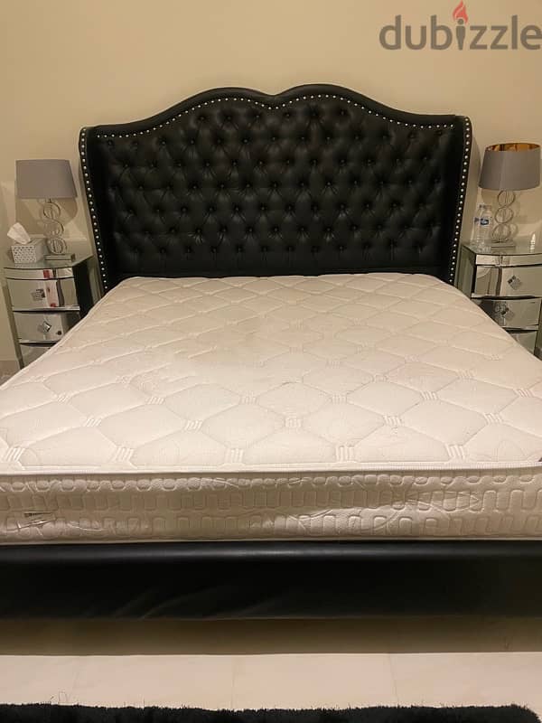 Black Leather Bed from Home Center with Matress 180x200cm 1