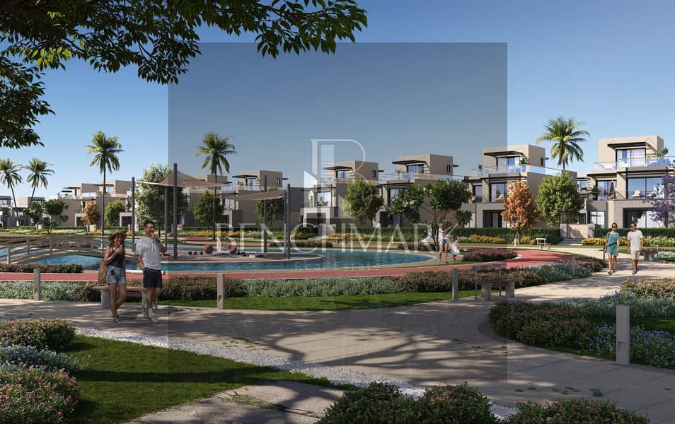 Apartment for sale 154 meters with a garden in Garden Lakes Hyde Park 6th of October Compound next to Al Gezira Club and Palm Hills in installments 18