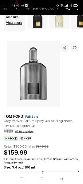 Tom Ford Grey vetiver original with par code and serial number 0