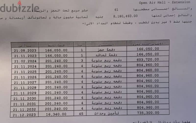 عياده للبيع فى الاوبن اير مول 41 متر 3