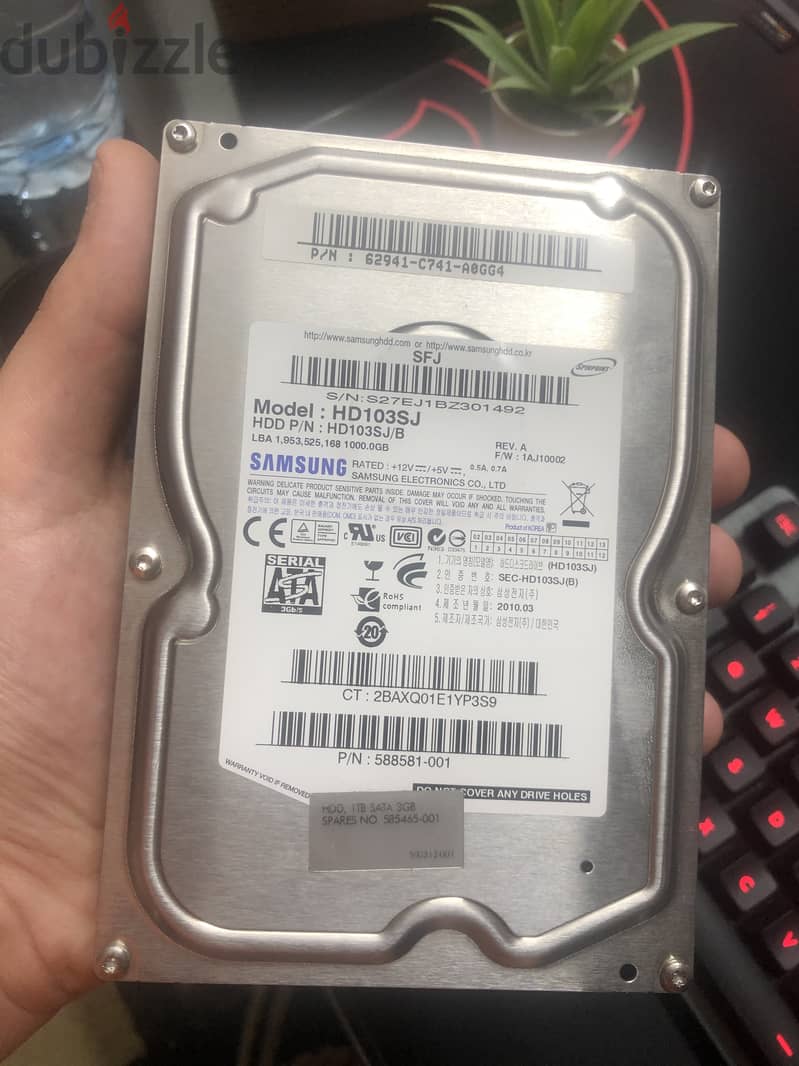 Samsung HD103SJ/B - 1TB 7.2K RPM SATA 3.5" Hard Drive HDD 2