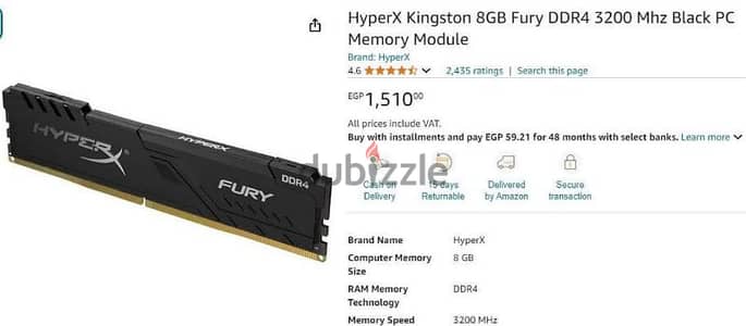 HyperX Kingston 2*8GB Fury DDR4 3200 Mhz